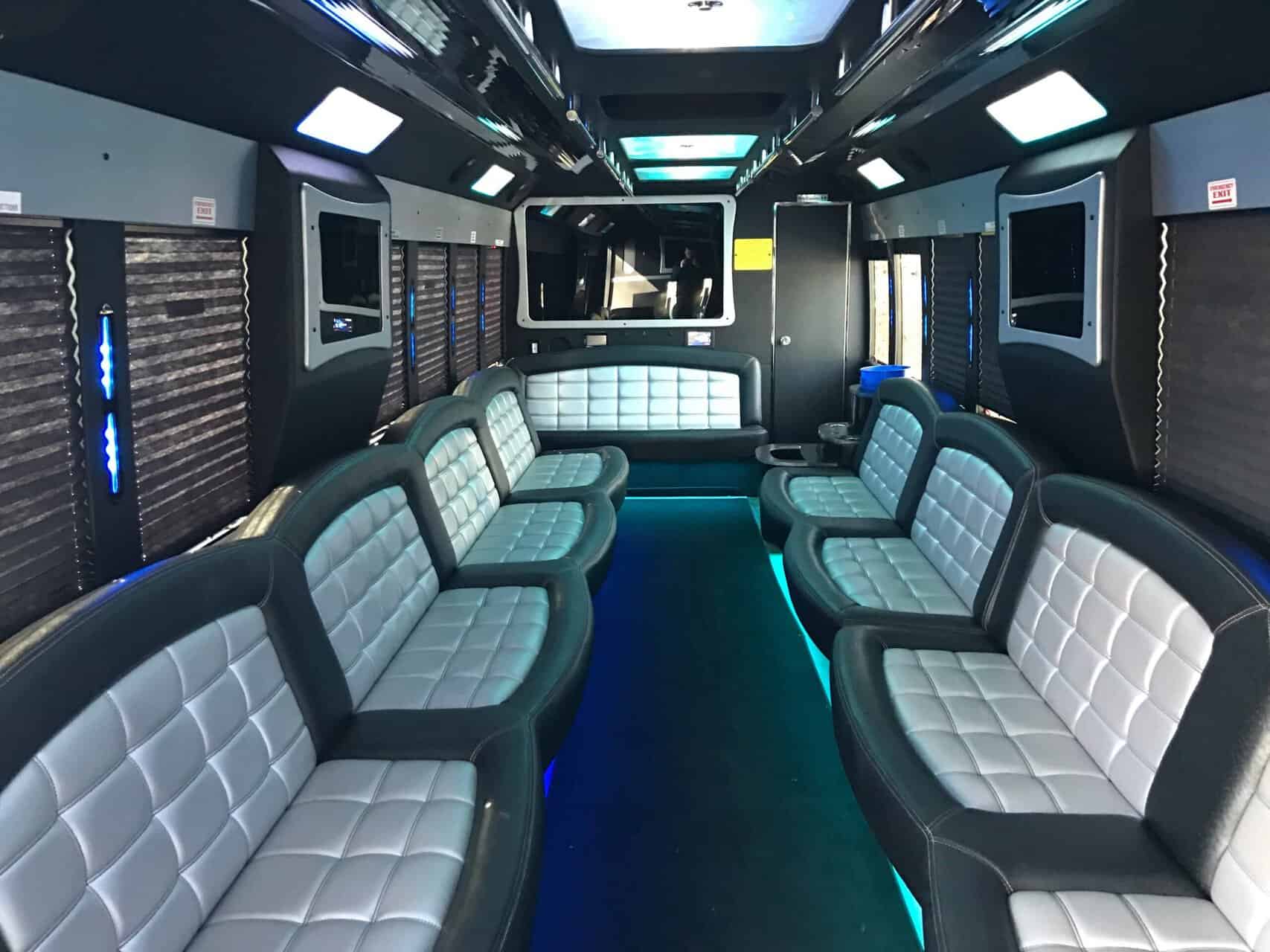 26 to 32 passenger party bus interior Bergen County NJ