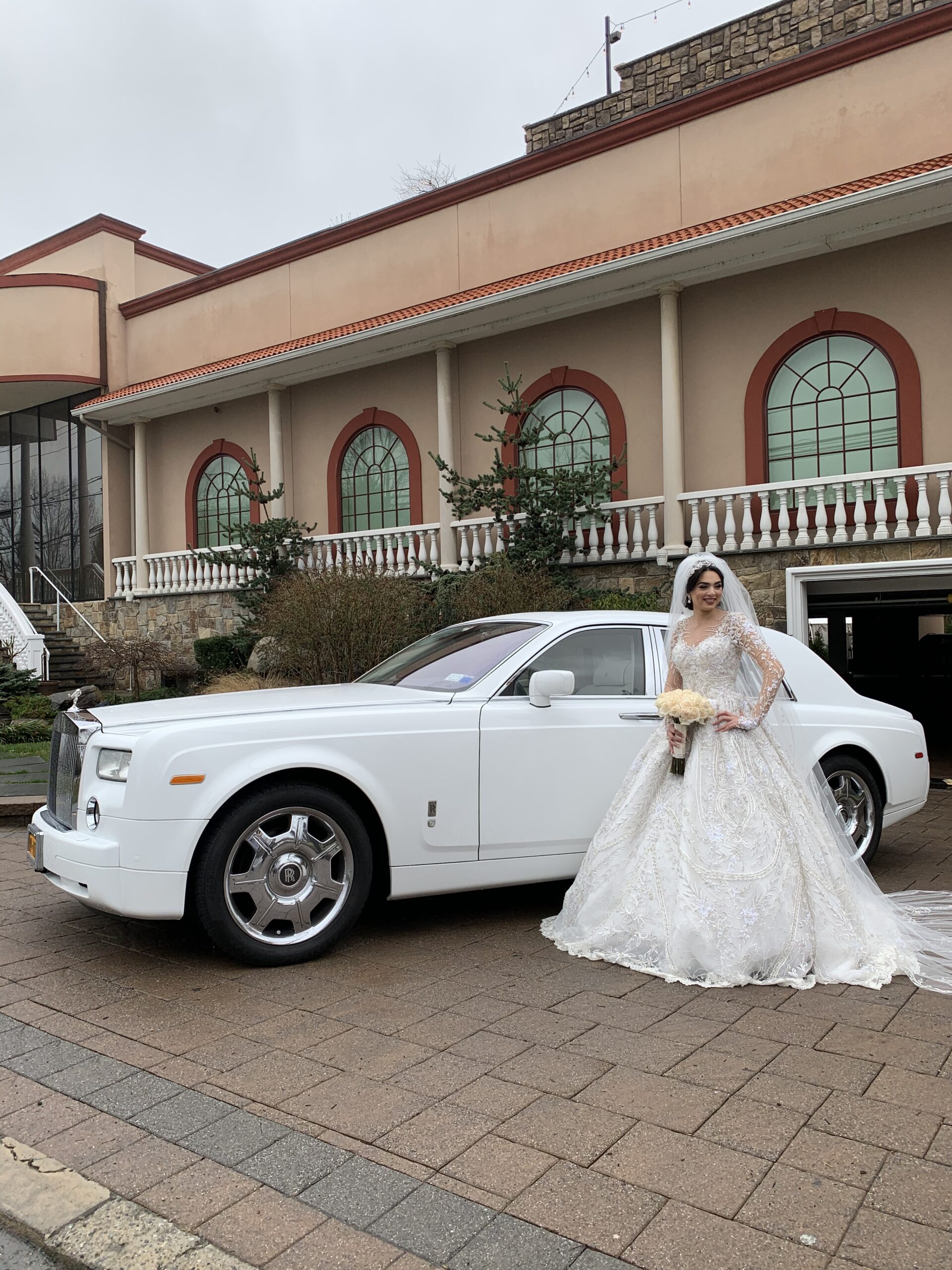 Bride on her wedding car