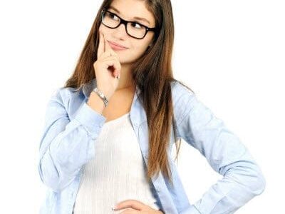 Women with Glasses Thinking