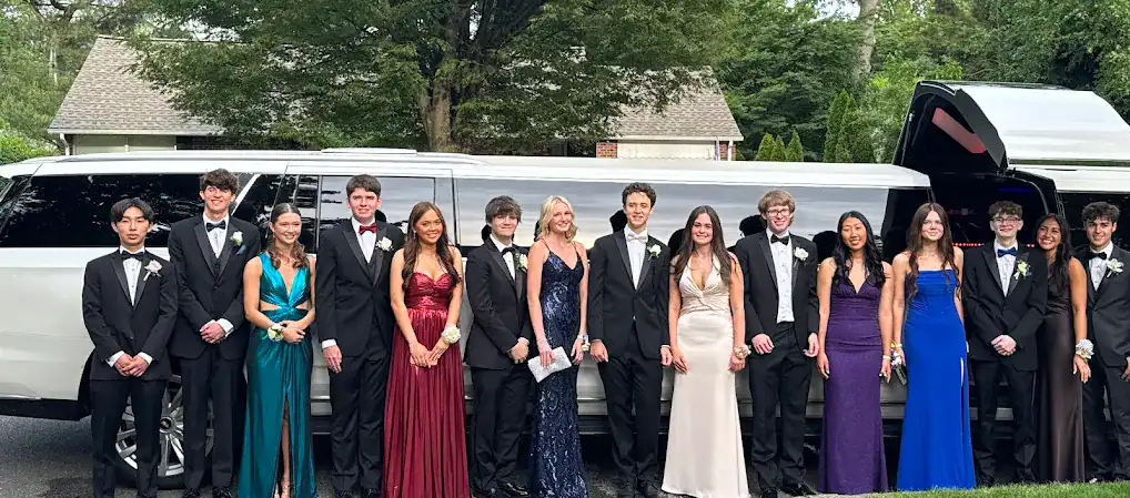 Bergen County prom students with Moonlight Limo Cadillac Escalade
