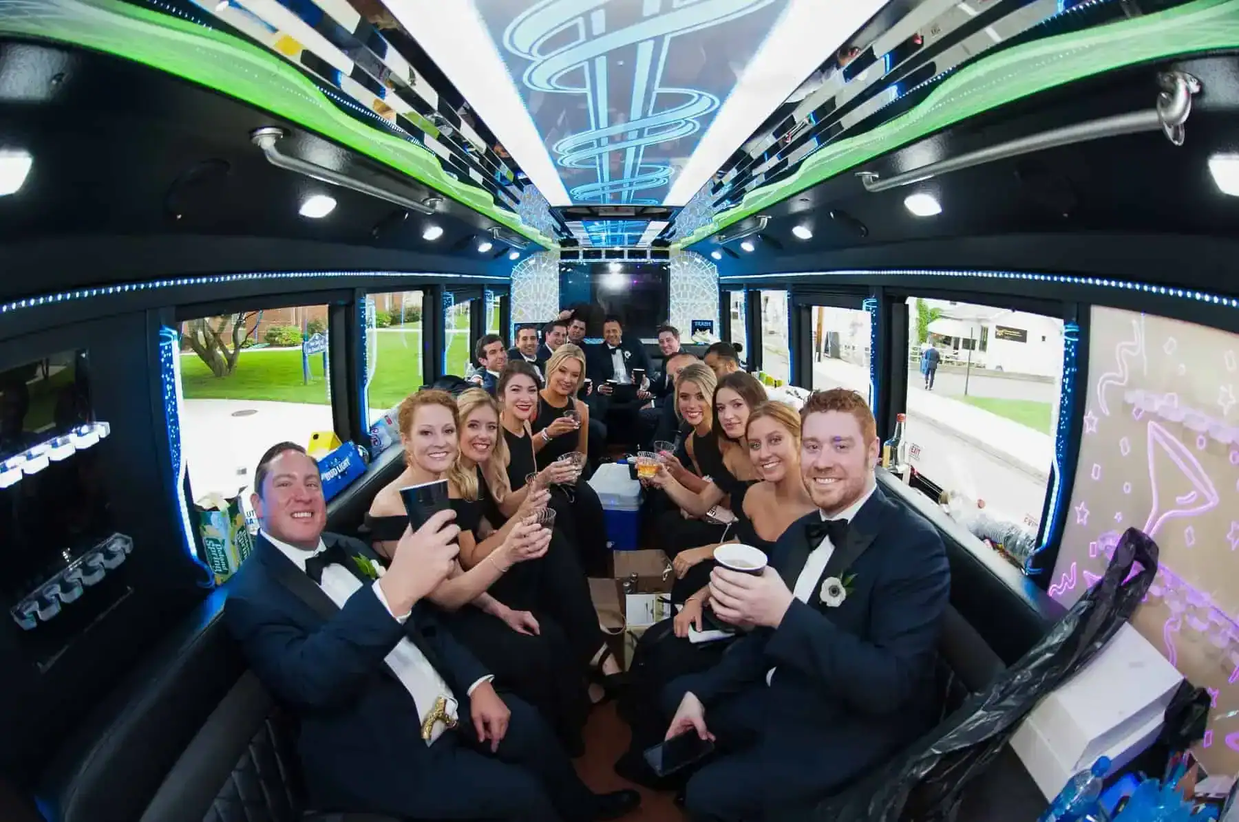 Moonlight Limo party bus interior Bergen County NJ