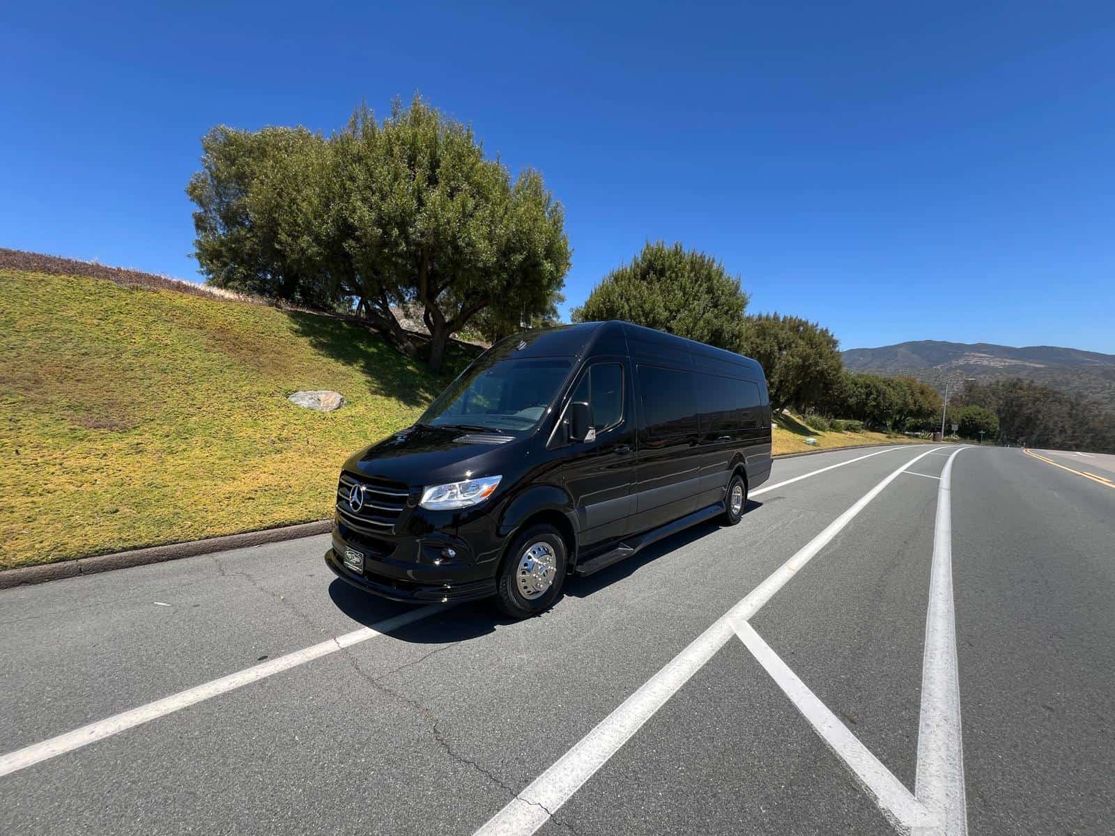 14-passenger Mercedes Sprinter wedding shuttle exterior NJ — luxury jet sprinter for wedding guest transportation